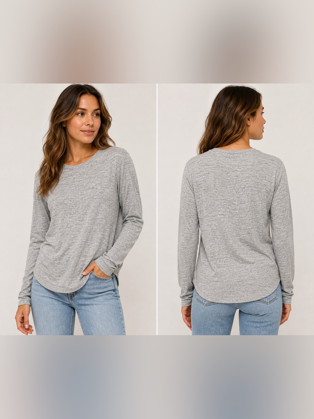 Workshop Republic Women’s Gray Heather Long Sleeve Tee Large NWT